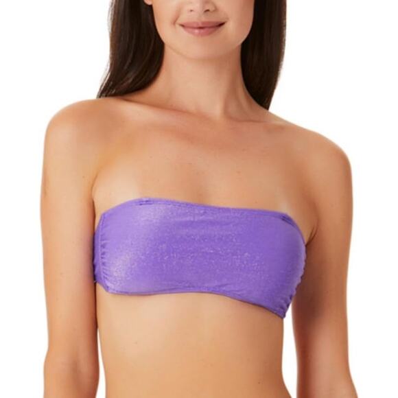 Juniors Purple Metallic Bikini Bandeau Top Convertible - Picture 9 of 10